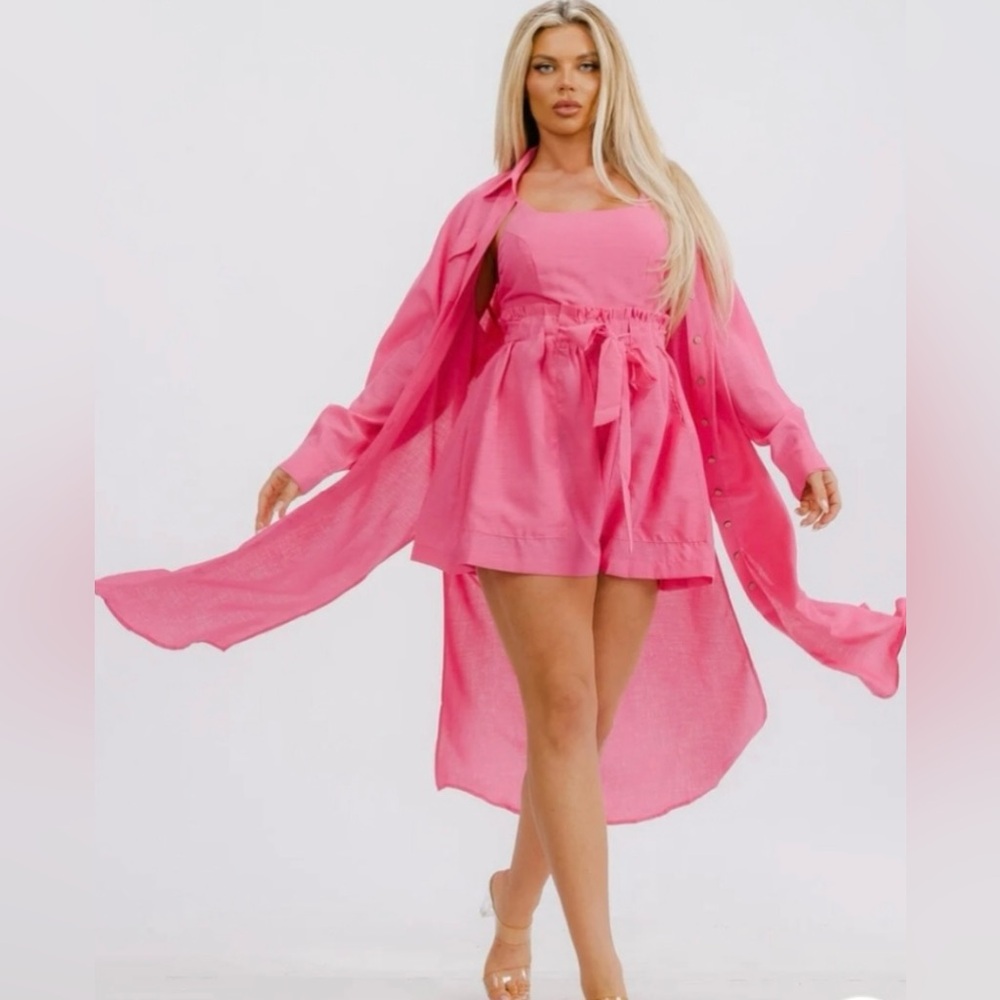 NWT THE CLOTHING COMPANY LONG SLEEVE CARDIGAN & OPEN BACK ROMPER 2PC SET. SZ LG.